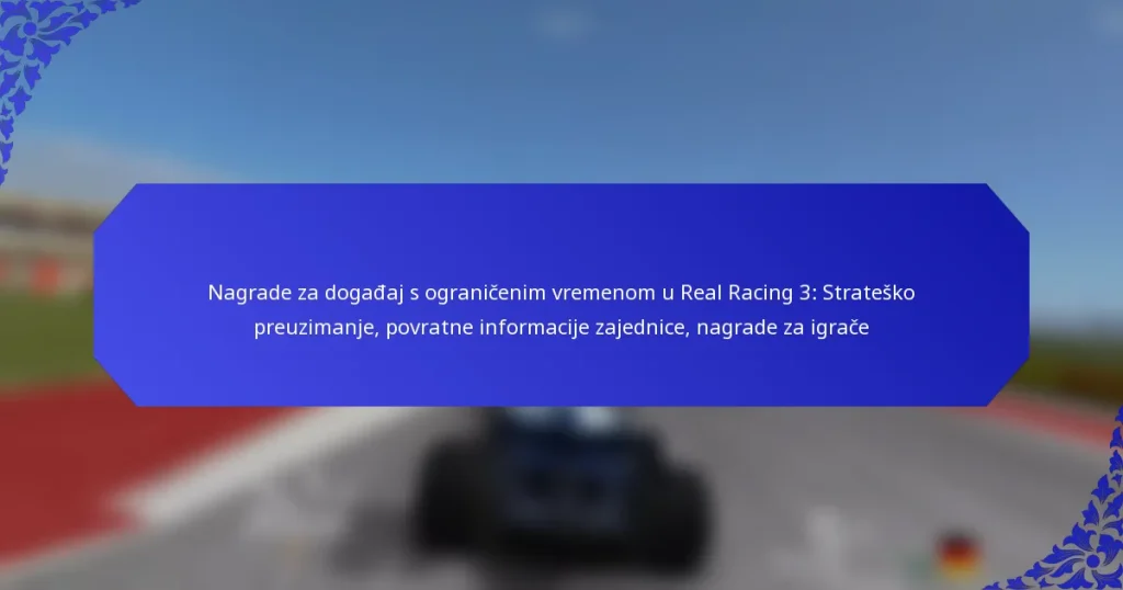 Nagrade za događaj s ograničenim vremenom u Real Racing 3: Strateško preuzimanje, povratne informacije zajednice, nagrade za igrače