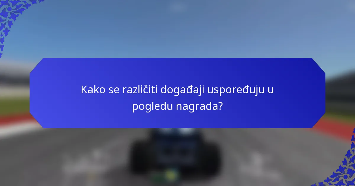Kako se različiti događaji uspoređuju u pogledu nagrada?